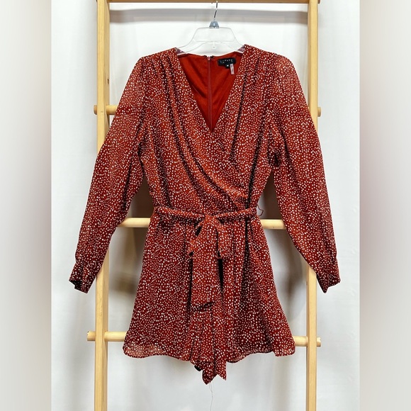 1. STATE Brown with white specks long chiffon sleeve romper size M. - Picture 8 of 14